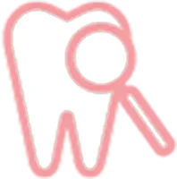 歯と虫メガネのイラスト