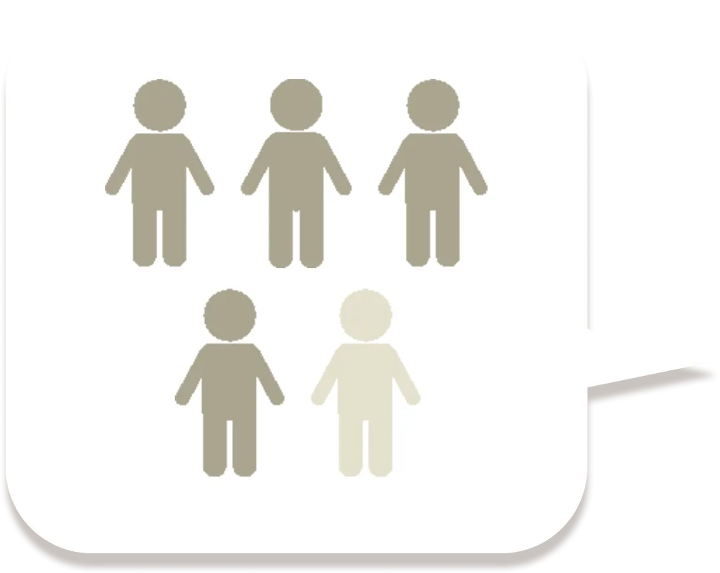 こども５人のシルエット